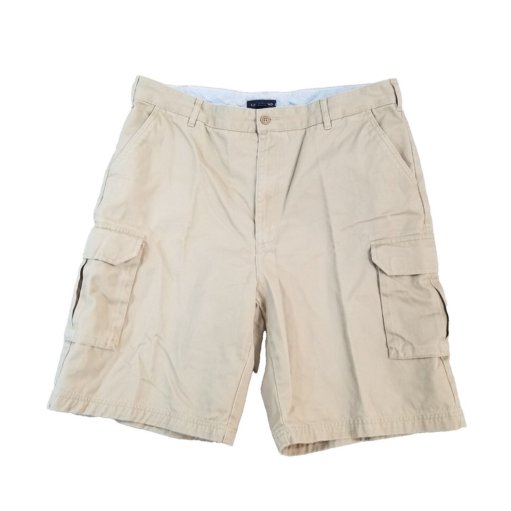 Lands End cargo shorts men's 37x10 beige cotton outdoor preppy